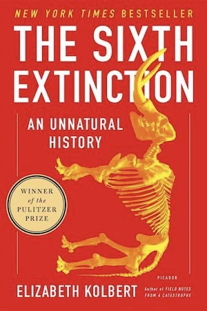 Book cover of «The Sixth Extinction» by Elizabeth Kolbert